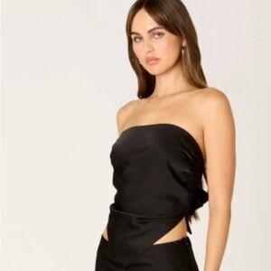 Cotton Candy LA Black Strapless Satin Top